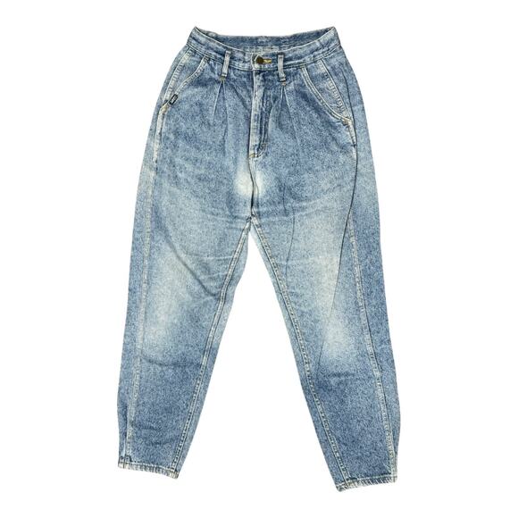 Vintage 80s Lee Denim Women 10 Med Mom Jeans High Rise Tapered Acid Wash Pleated - Picture 2 of 11